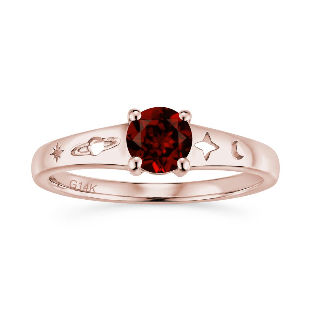 Petite Round Cut Pink Cubic Zirconia Hollow Engraved Ring - LUO Jewelry #gemstone_Garnet