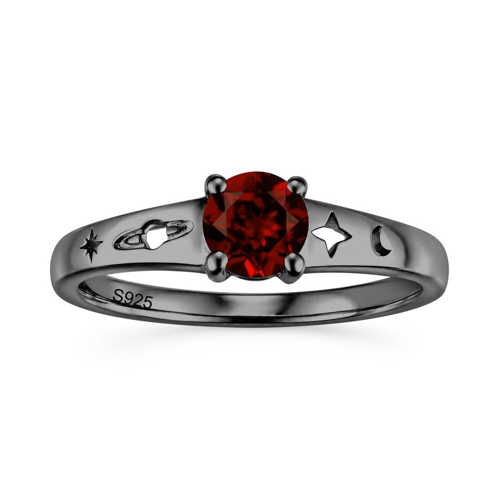 Petite Round Cut Pink Cubic Zirconia Hollow Engraved Ring - LUO Jewelry #gemstone_Garnet