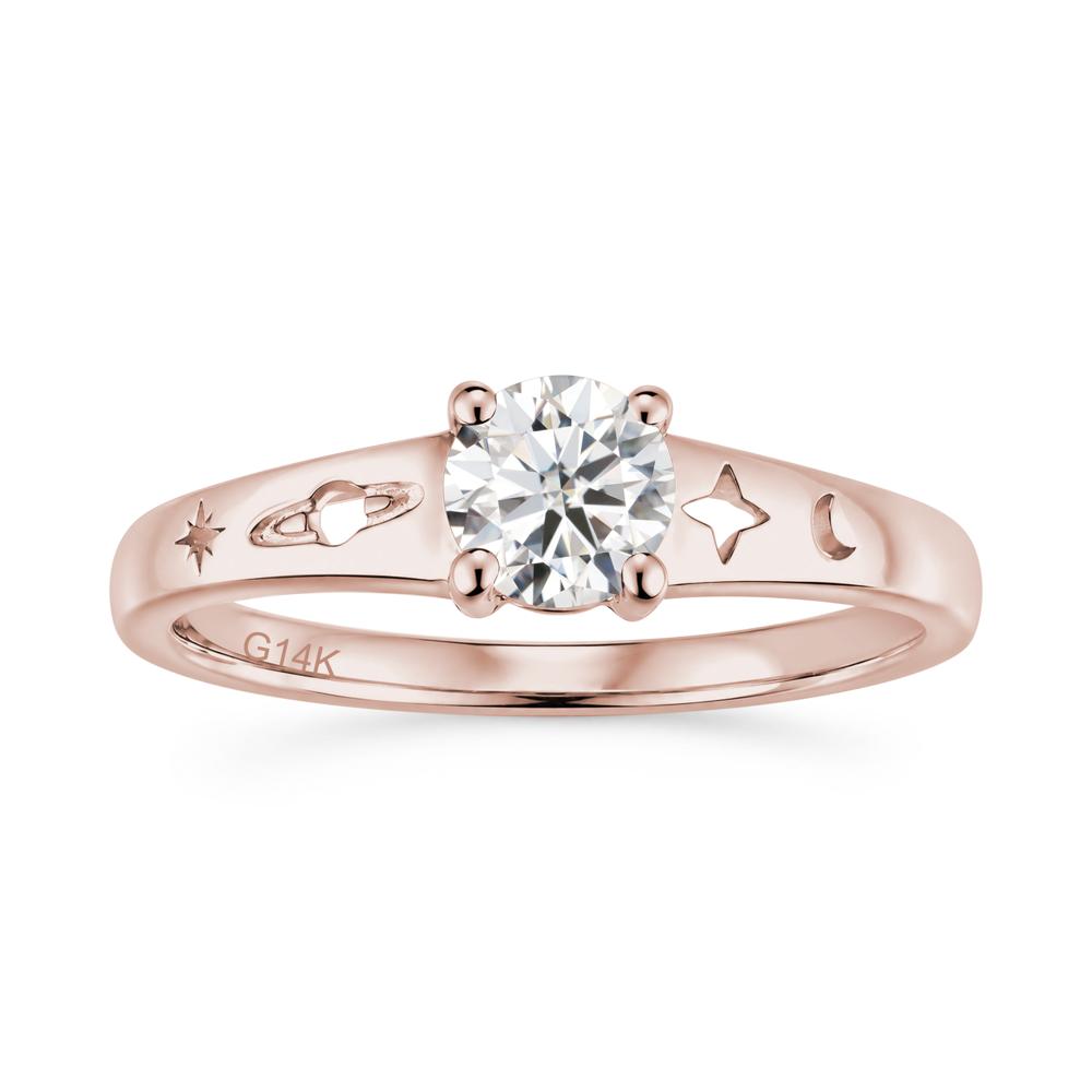 Petite Round Cut Pink Cubic Zirconia Hollow Engraved Ring - LUO Jewelry #gemstone_Moissanite