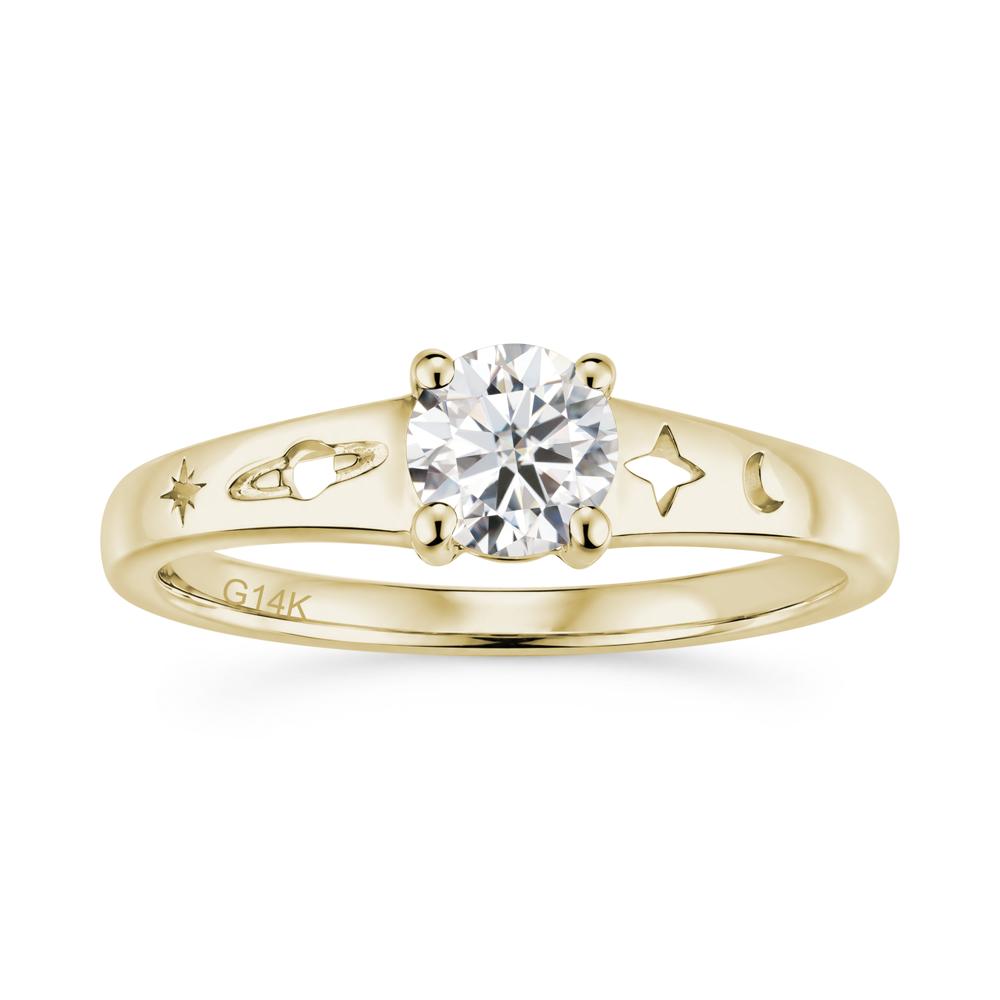 Petite Round Cut Pink Cubic Zirconia Hollow Engraved Ring - LUO Jewelry #gemstone_Moissanite