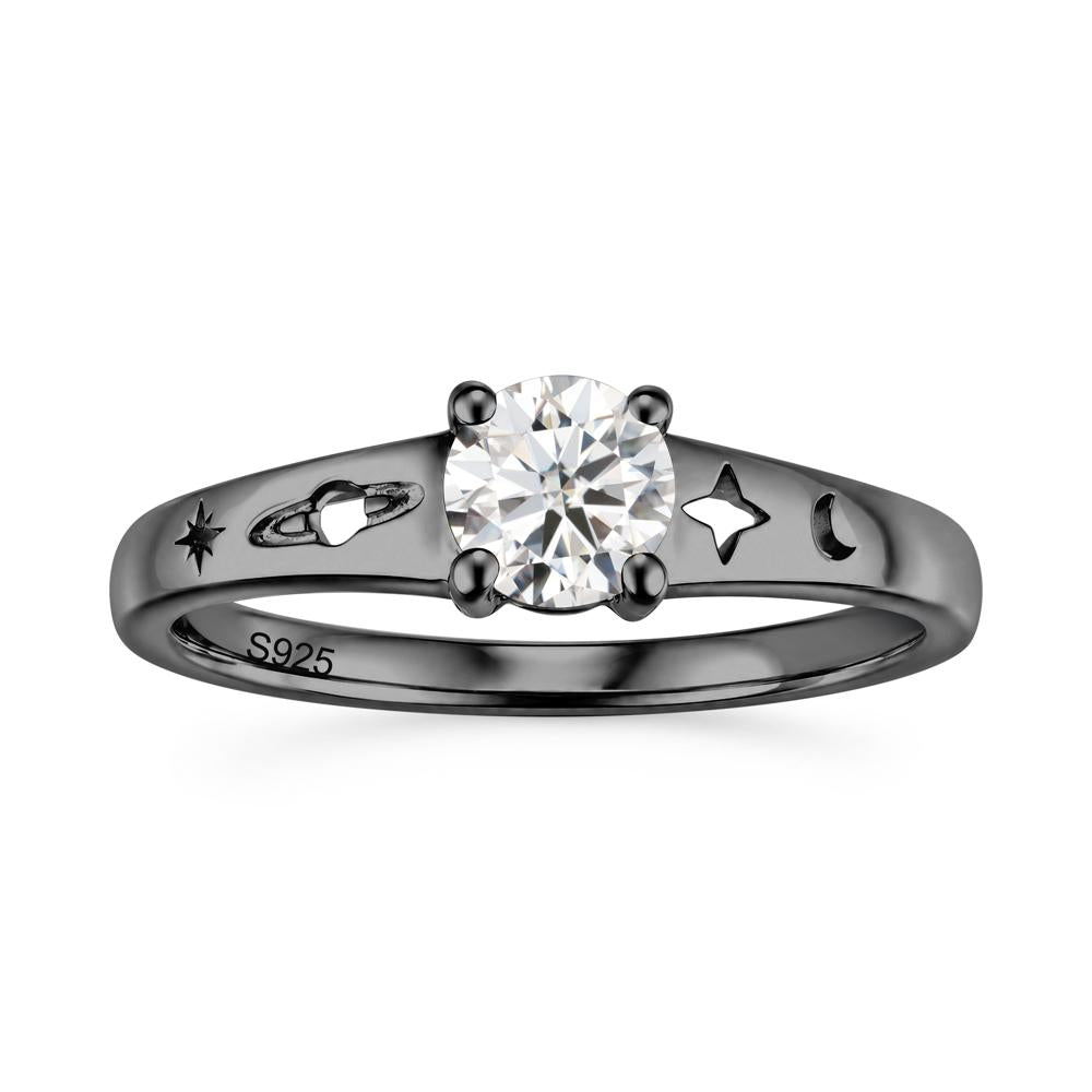Petite Round Cut Pink Cubic Zirconia Hollow Engraved Ring - LUO Jewelry #gemstone_Moissanite