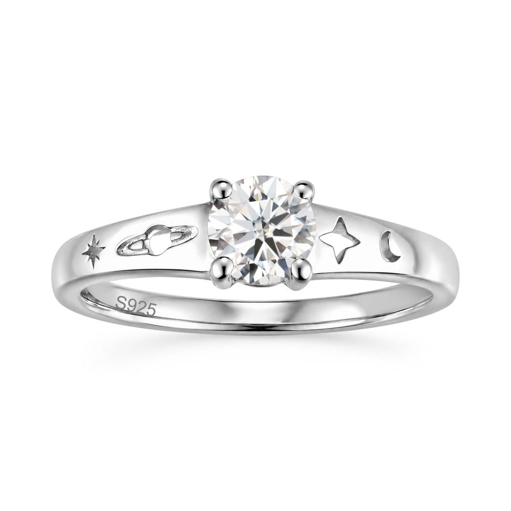 Petite Round Cut Pink Cubic Zirconia Hollow Engraved Ring - LUO Jewelry #gemstone_Moissanite