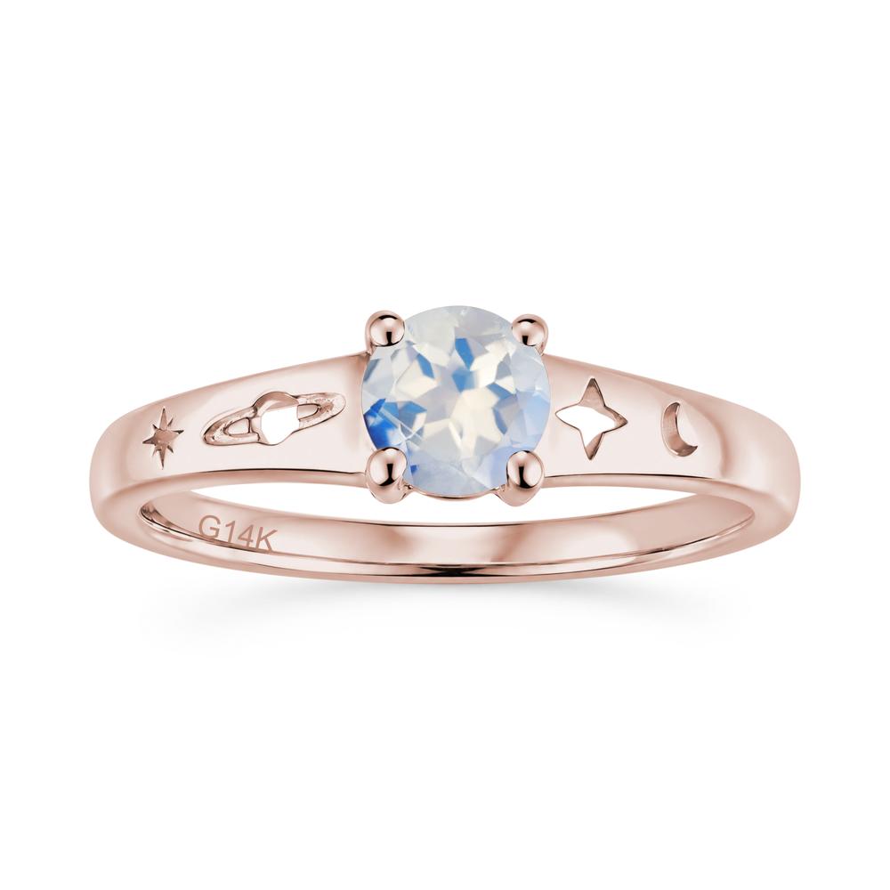 Petite Round Cut Pink Cubic Zirconia Hollow Engraved Ring - LUO Jewelry #gemstone_Moonstone