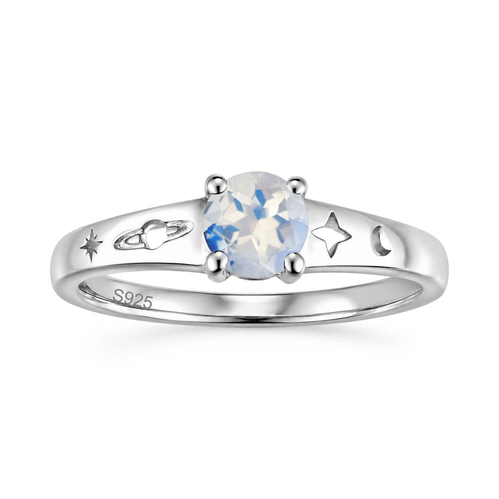 Petite Round Cut Pink Cubic Zirconia Hollow Engraved Ring - LUO Jewelry #gemstone_Moonstone
