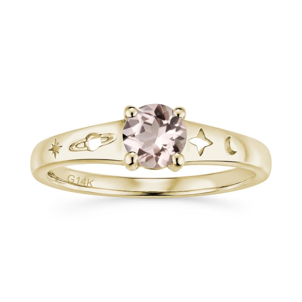 Petite Round Cut Pink Cubic Zirconia Hollow Engraved Ring - LUO Jewelry #gemstone_Morganite