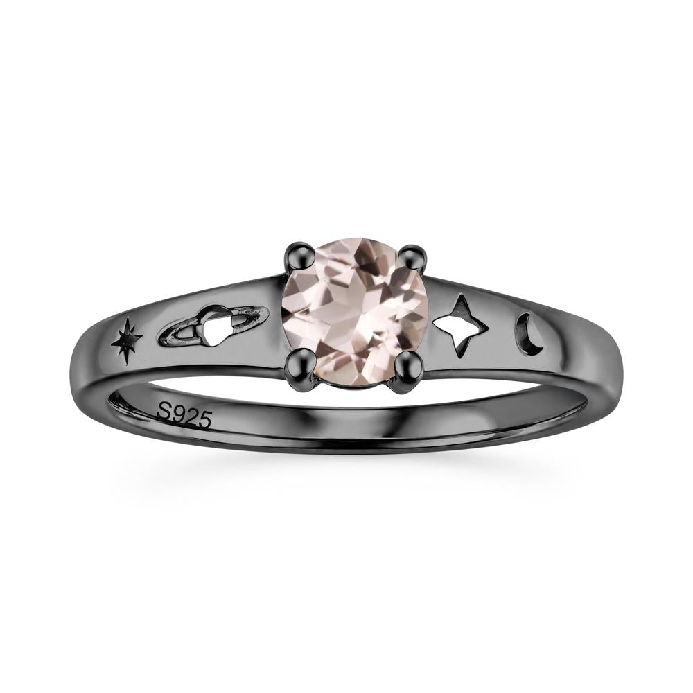 Petite Round Cut Pink Cubic Zirconia Hollow Engraved Ring - LUO Jewelry #gemstone_Morganite