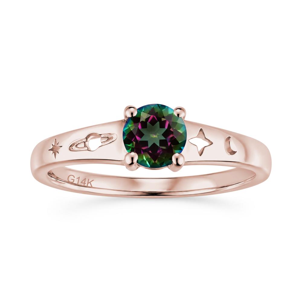 Petite Round Cut Pink Cubic Zirconia Hollow Engraved Ring - LUO Jewelry #gemstone_Mystic Topaz