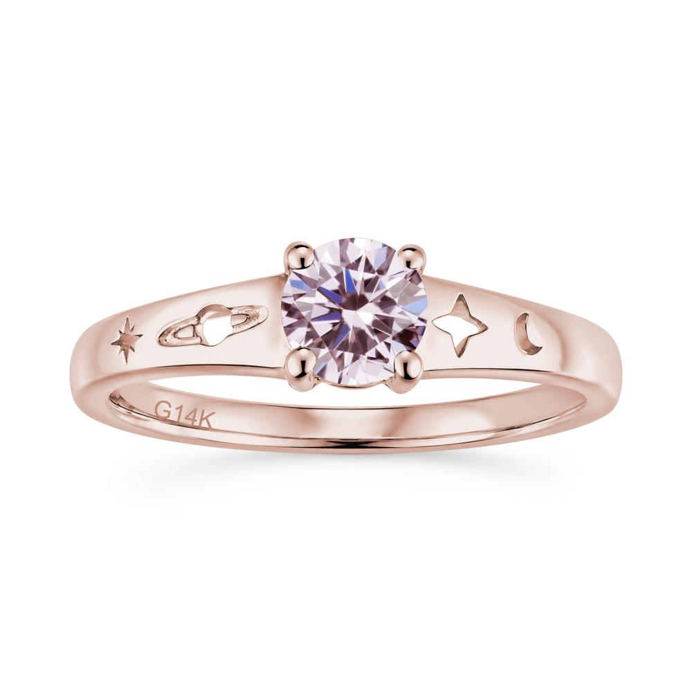 Petite Round Cut Pink Cubic Zirconia Hollow Engraved Ring - LUO Jewelry #gemstone_Pink Cubic Zirconia