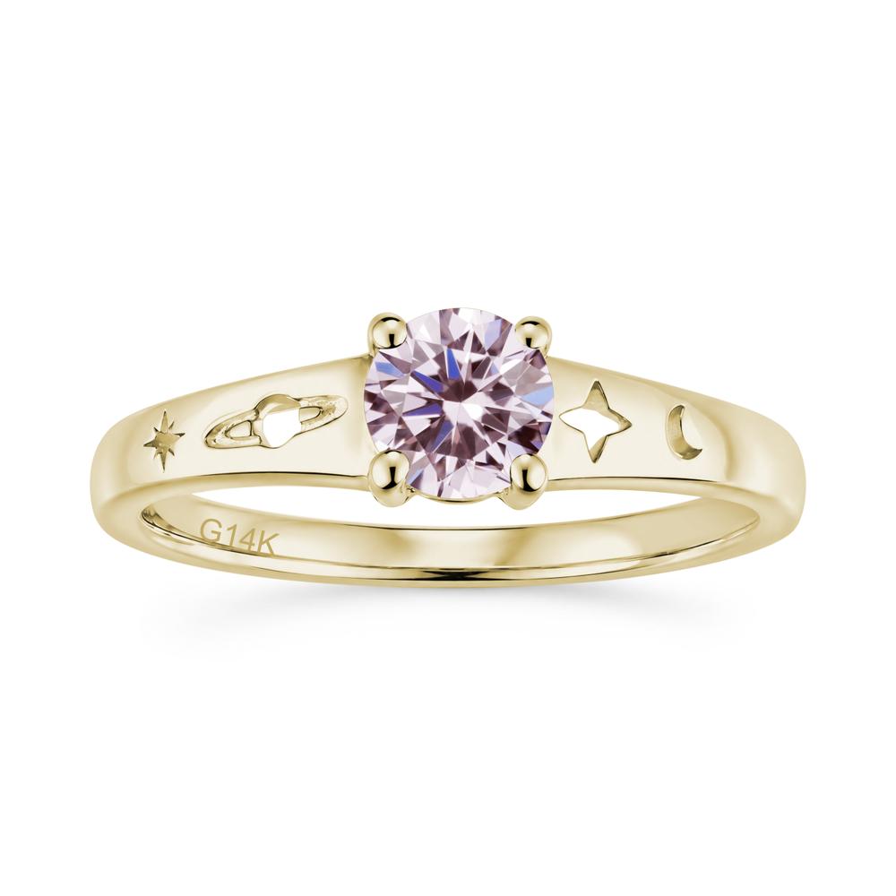 Petite Round Cut Pink Cubic Zirconia Hollow Engraved Ring - LUO Jewelry #gemstone_Pink Cubic Zirconia