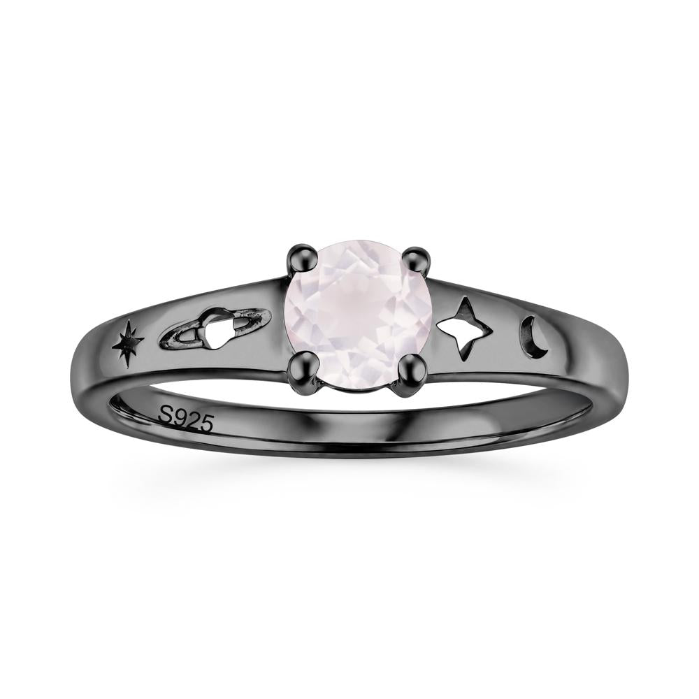 Petite Round Cut Pink Cubic Zirconia Hollow Engraved Ring - LUO Jewelry #gemstone_Rose Quartz