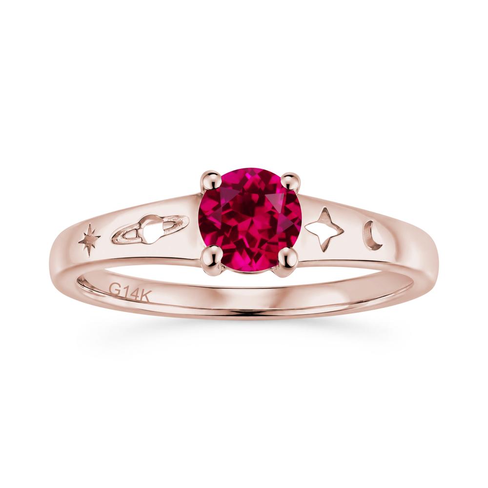 Petite Round Cut Pink Cubic Zirconia Hollow Engraved Ring - LUO Jewelry #gemstone_Ruby