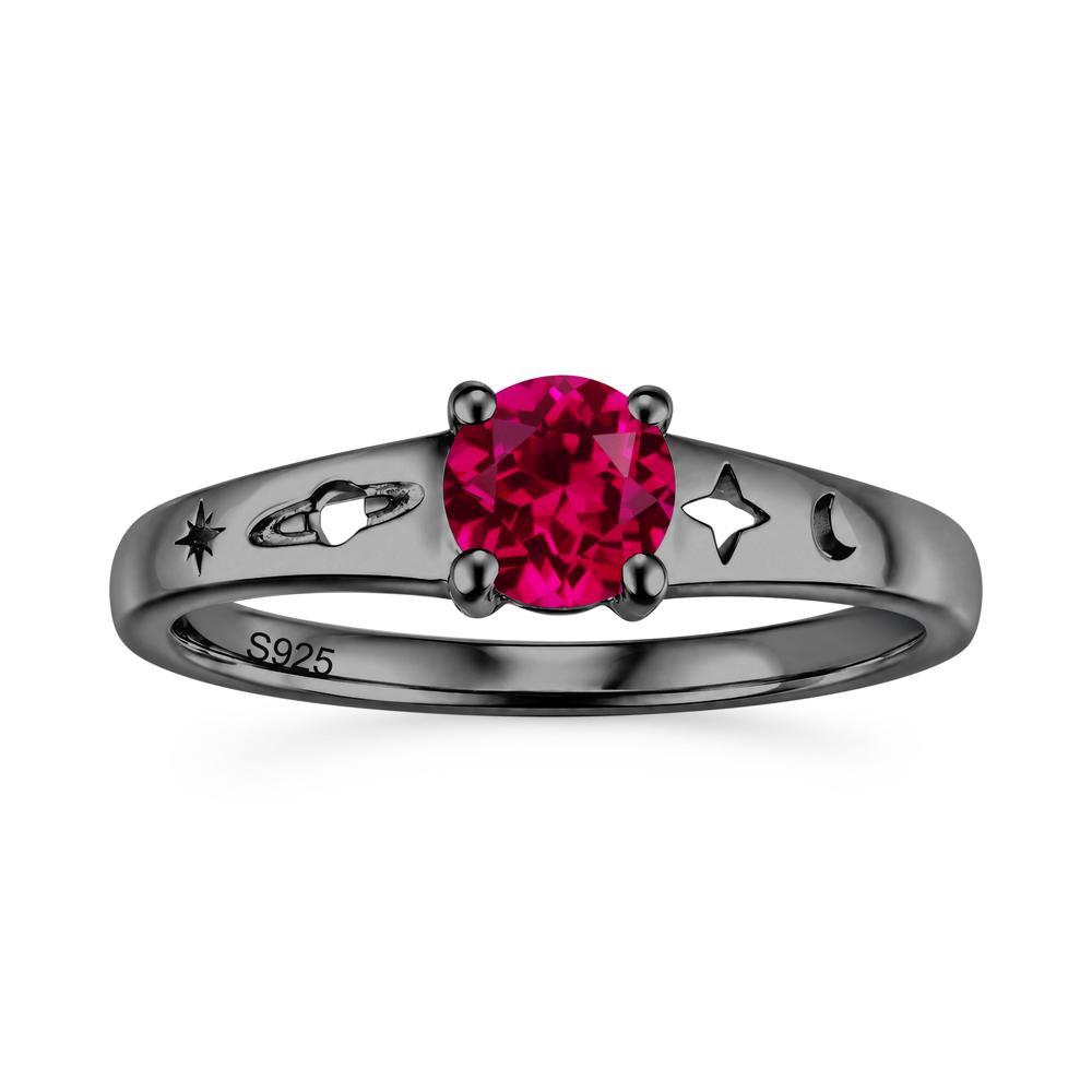 Petite Round Cut Pink Cubic Zirconia Hollow Engraved Ring - LUO Jewelry #gemstone_Ruby