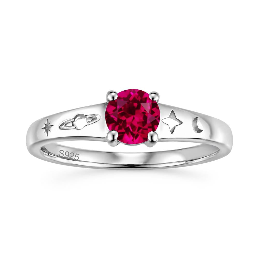 Petite Round Cut Pink Cubic Zirconia Hollow Engraved Ring - LUO Jewelry #gemstone_Ruby