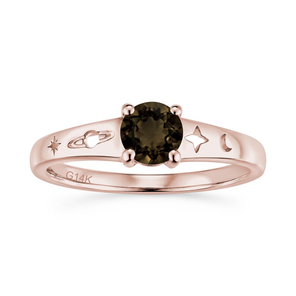 Petite Round Cut Pink Cubic Zirconia Hollow Engraved Ring - LUO Jewelry #gemstone_Smoky Quartz