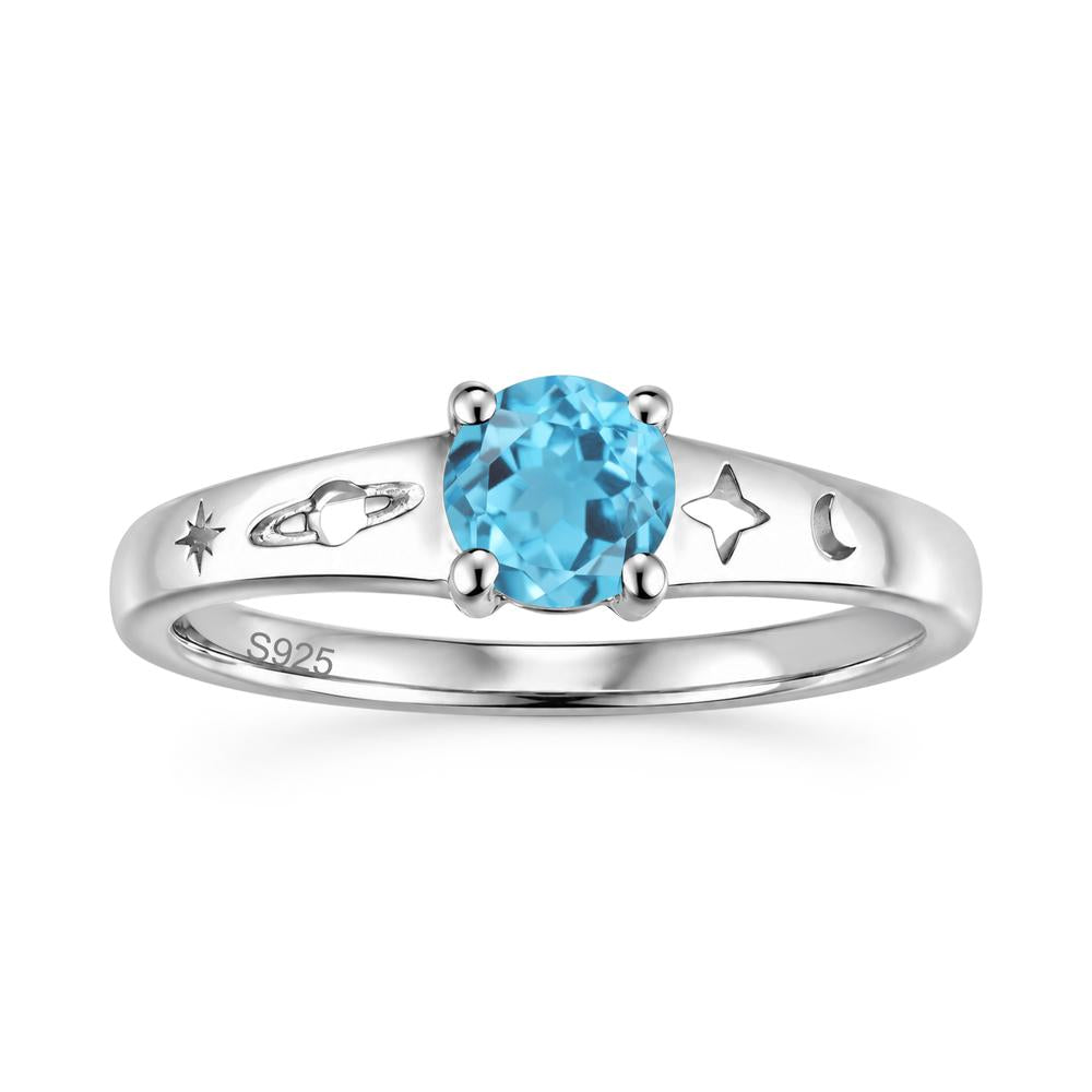Petite Round Cut Pink Cubic Zirconia Hollow Engraved Ring - LUO Jewelry #gemstone_Swiss Blue Topaz