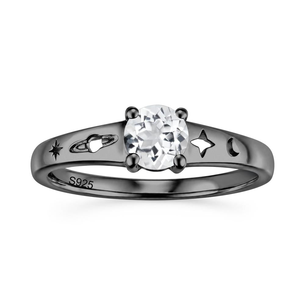 Petite Round Cut Pink Cubic Zirconia Hollow Engraved Ring - LUO Jewelry #gemstone_White Topaz