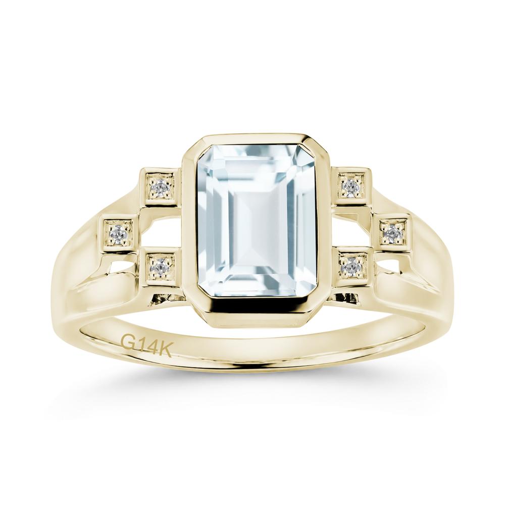 Minimalist Bezel Set Emerald Cut Alexandrite Ring - LUO Jewelry #gemstone_Aquamarine