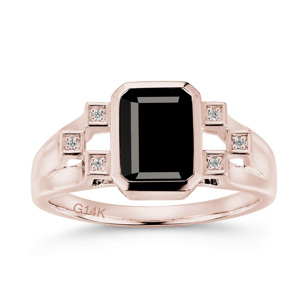 Minimalist Bezel Set Emerald Cut Alexandrite Ring - LUO Jewelry #gemstone_Black Spinel