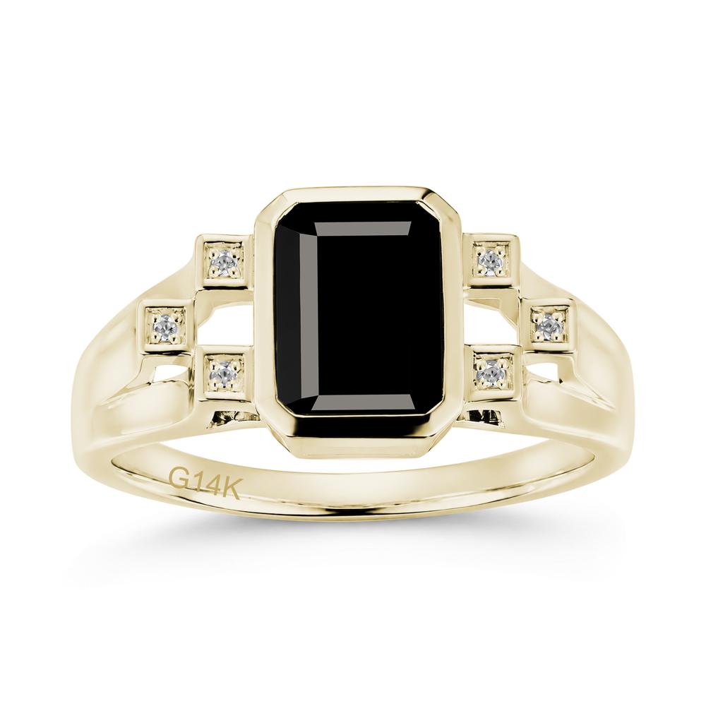 Minimalist Bezel Set Emerald Cut Alexandrite Ring - LUO Jewelry #gemstone_Black Spinel