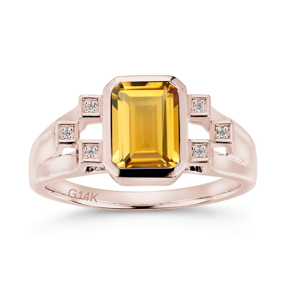 Minimalist Bezel Set Emerald Cut Alexandrite Ring - LUO Jewelry #gemstone_Citrine
