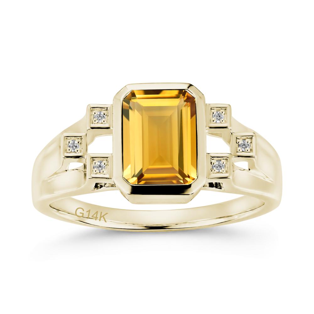 Minimalist Bezel Set Emerald Cut Alexandrite Ring - LUO Jewelry #gemstone_Citrine
