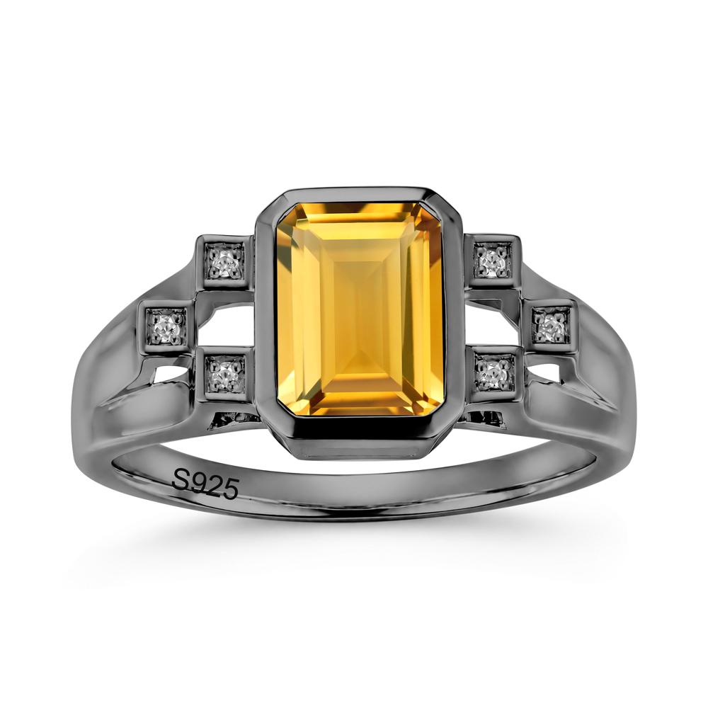 Minimalist Bezel Set Emerald Cut Alexandrite Ring - LUO Jewelry #gemstone_Citrine