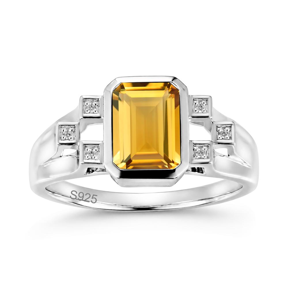 Minimalist Bezel Set Emerald Cut Alexandrite Ring - LUO Jewelry #gemstone_Citrine