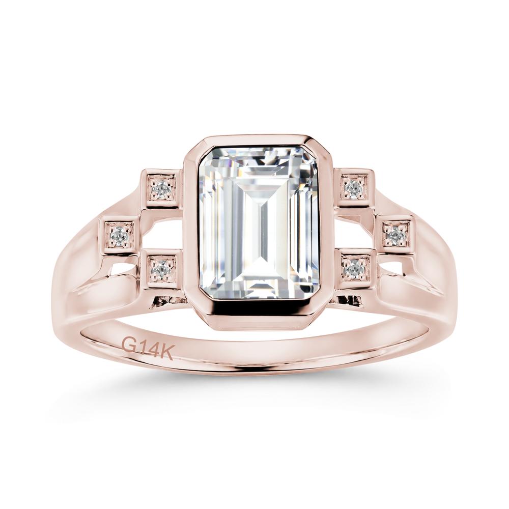Minimalist Bezel Set Emerald Cut Alexandrite Ring - LUO Jewelry #gemstone_Cubic Zirconia