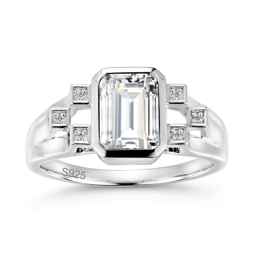 Minimalist Bezel Set Emerald Cut Alexandrite Ring - LUO Jewelry #gemstone_Cubic Zirconia