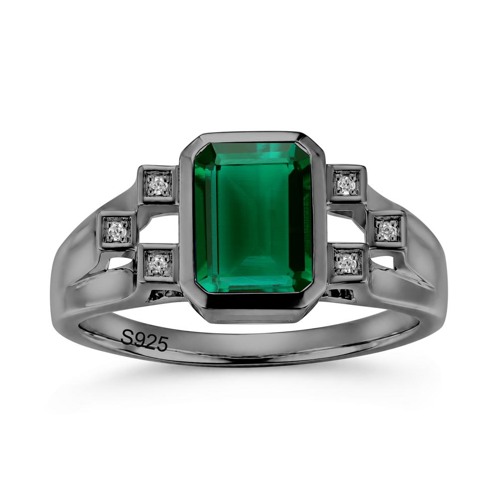 Minimalist Bezel Set Emerald Cut Alexandrite Ring - LUO Jewelry #gemstone_Emerald