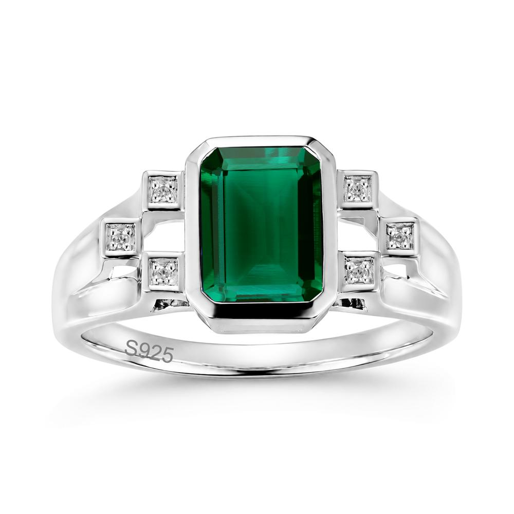 Minimalist Bezel Set Emerald Cut Alexandrite Ring - LUO Jewelry #gemstone_Emerald