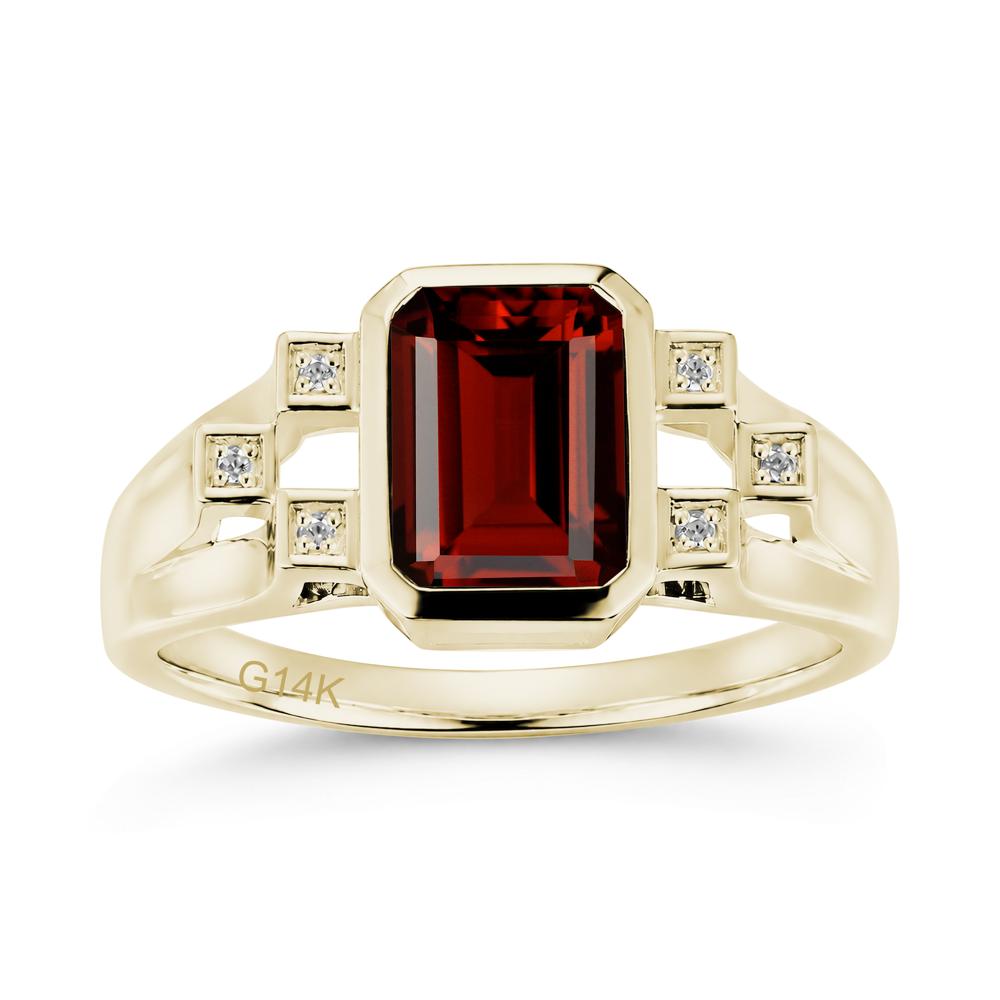 Minimalist Bezel Set Emerald Cut Alexandrite Ring - LUO Jewelry #gemstone_Garnet