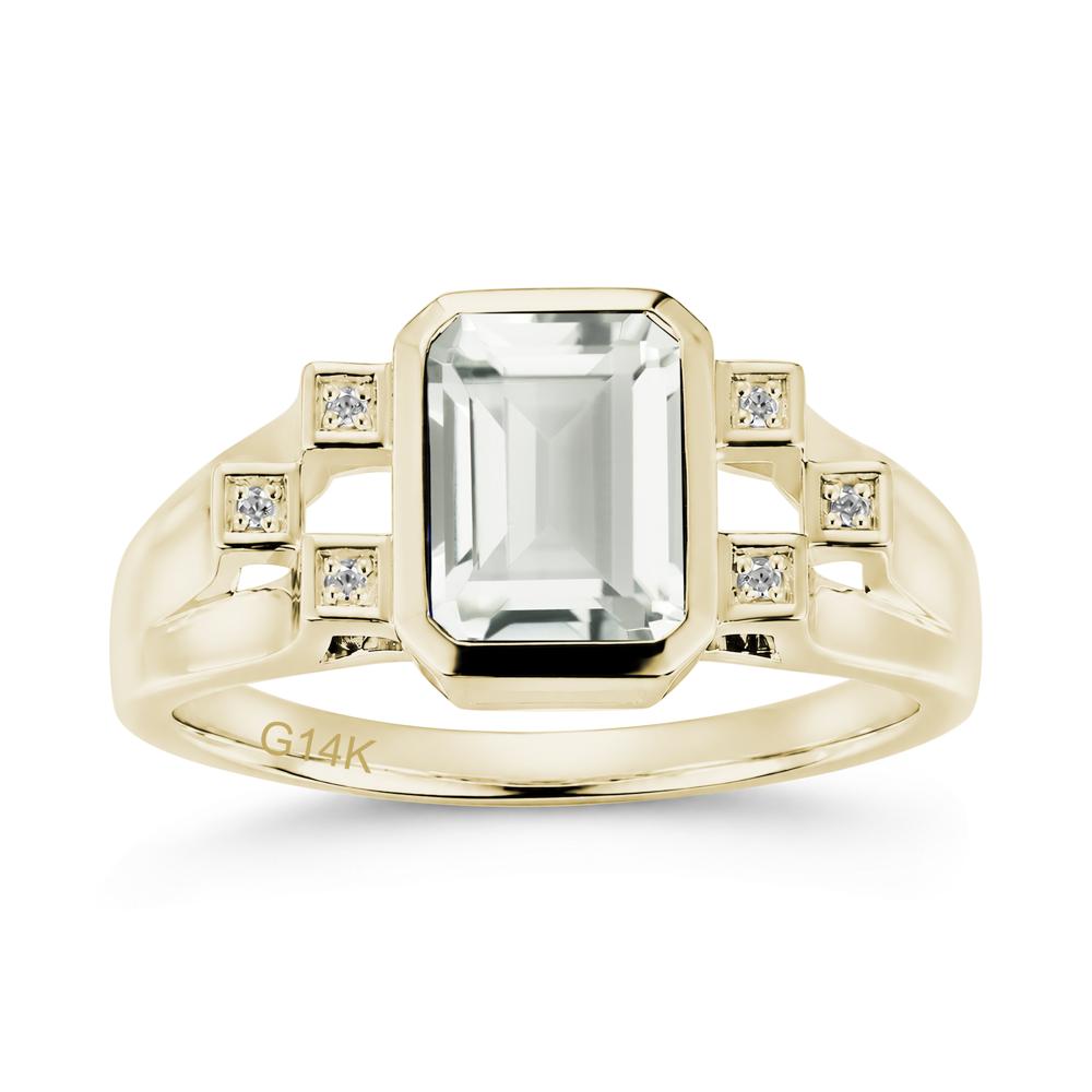 Minimalist Bezel Set Emerald Cut Alexandrite Ring - LUO Jewelry #gemstone_Green Amethyst