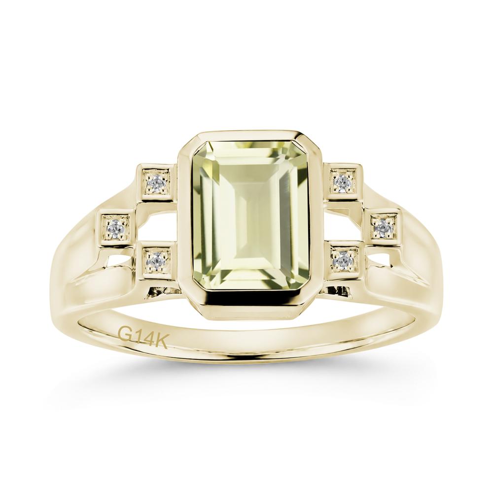 Minimalist Bezel Set Emerald Cut Alexandrite Ring - LUO Jewelry #gemstone_Lemon Quartz