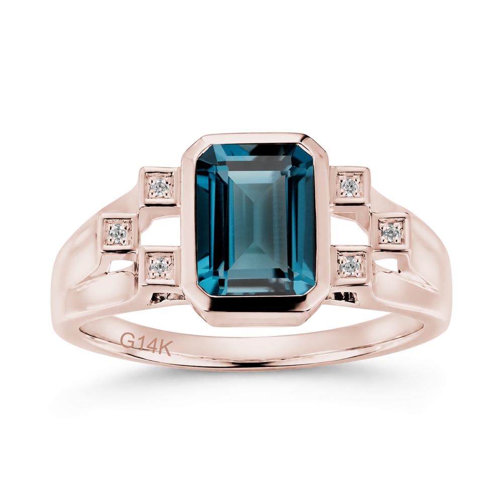Minimalist Bezel Set Emerald Cut Alexandrite Ring - LUO Jewelry #gemstone_London Blue Topaz