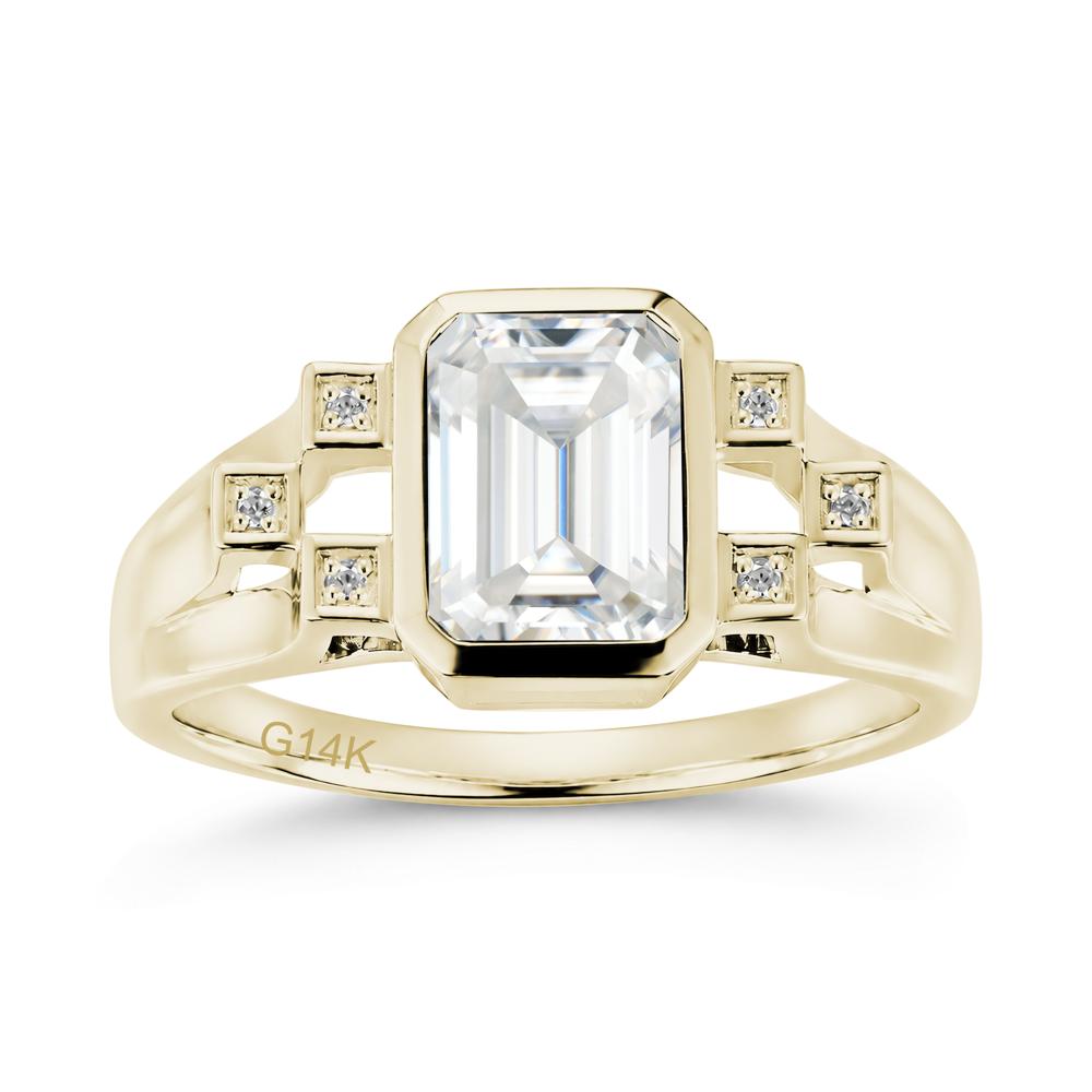 Minimalist Bezel Set Emerald Cut Alexandrite Ring - LUO Jewelry #gemstone_Moissanite