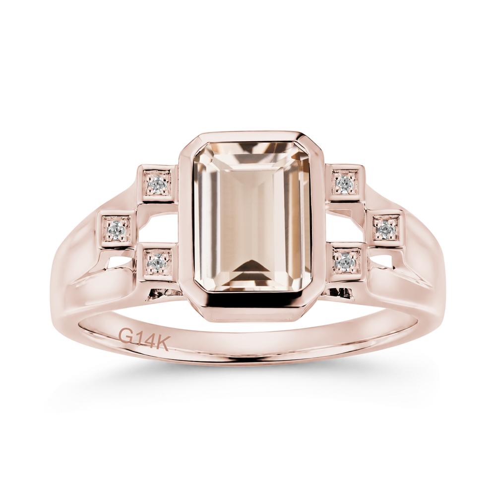 Minimalist Bezel Set Emerald Cut Alexandrite Ring - LUO Jewelry #gemstone_Morganite