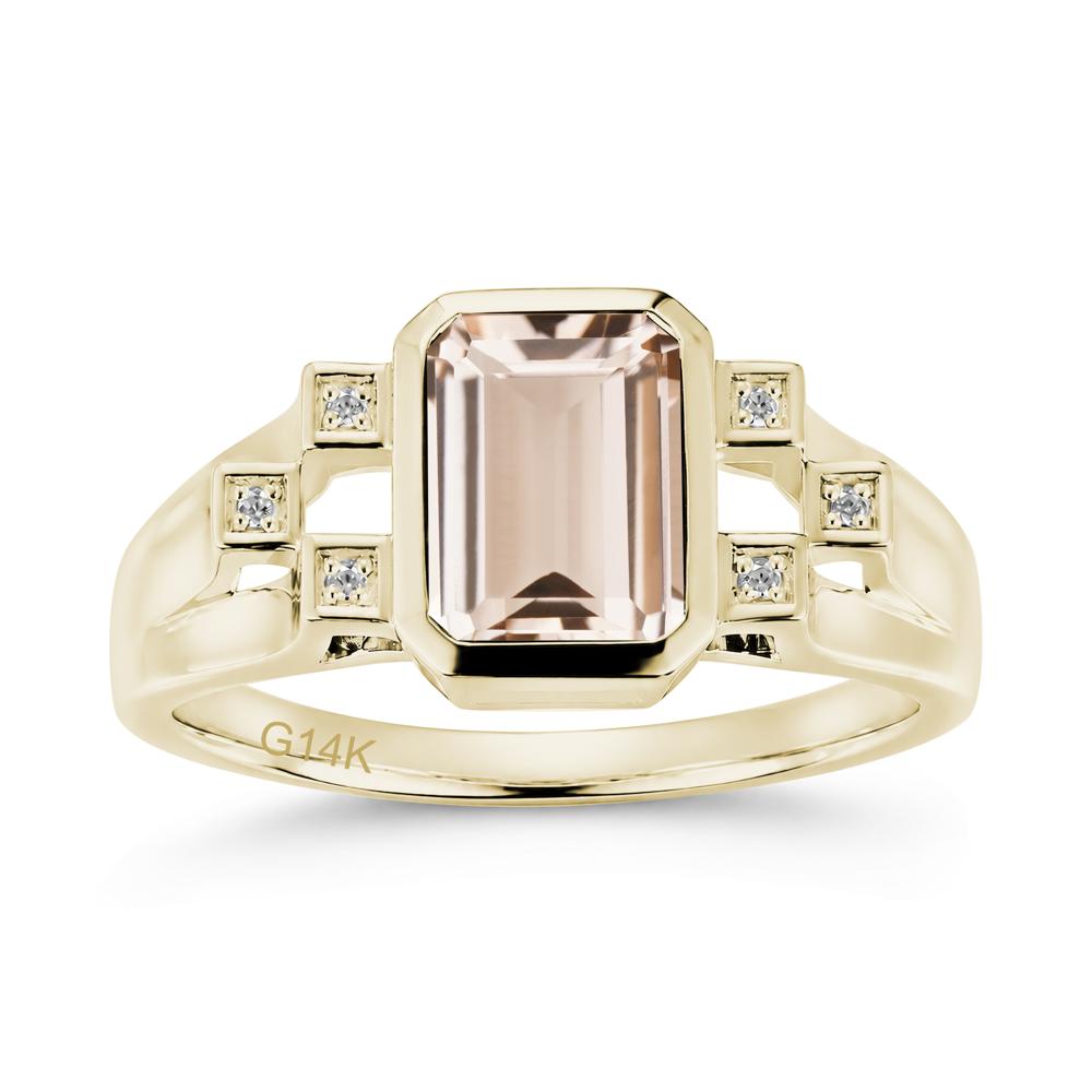 Minimalist Bezel Set Emerald Cut Alexandrite Ring - LUO Jewelry #gemstone_Morganite