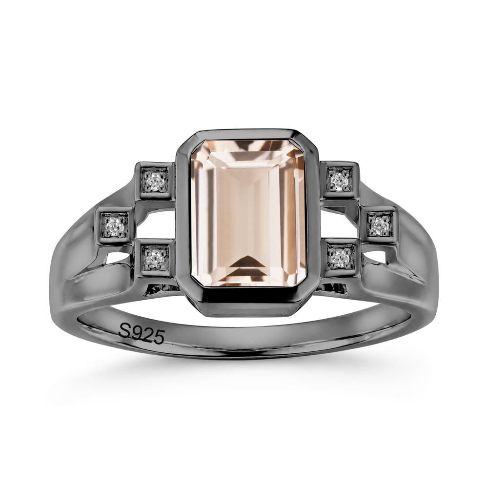 Minimalist Bezel Set Emerald Cut Alexandrite Ring - LUO Jewelry #gemstone_Morganite