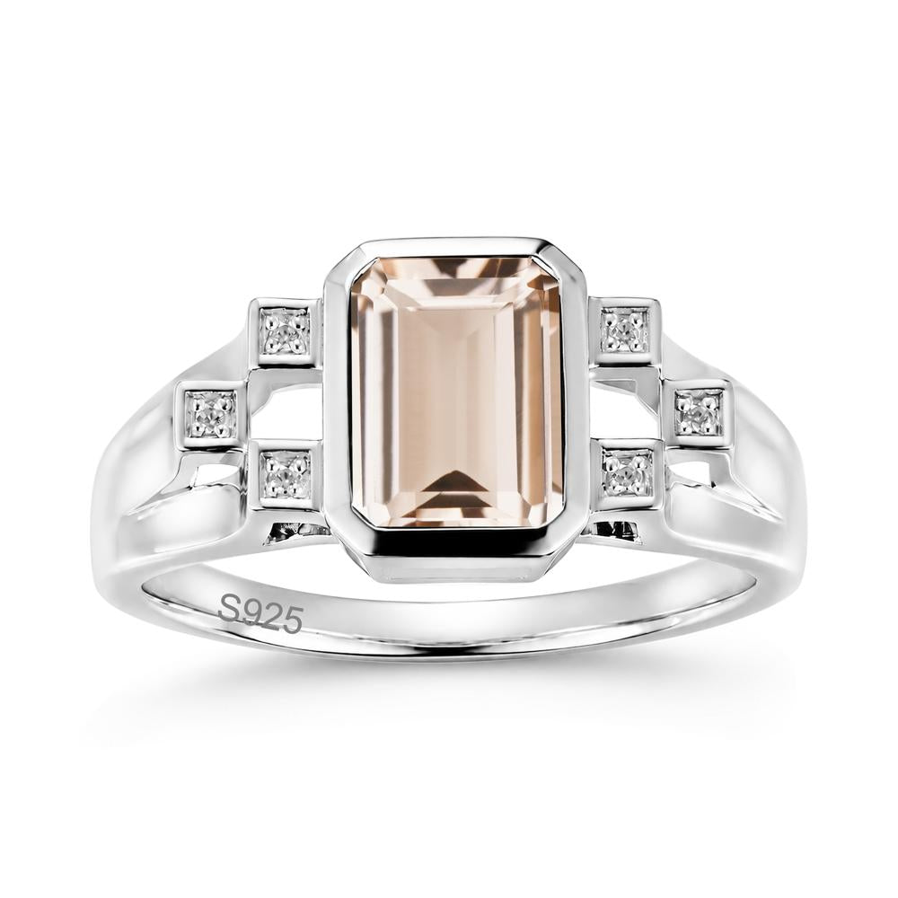 Minimalist Bezel Set Emerald Cut Alexandrite Ring - LUO Jewelry #gemstone_Morganite