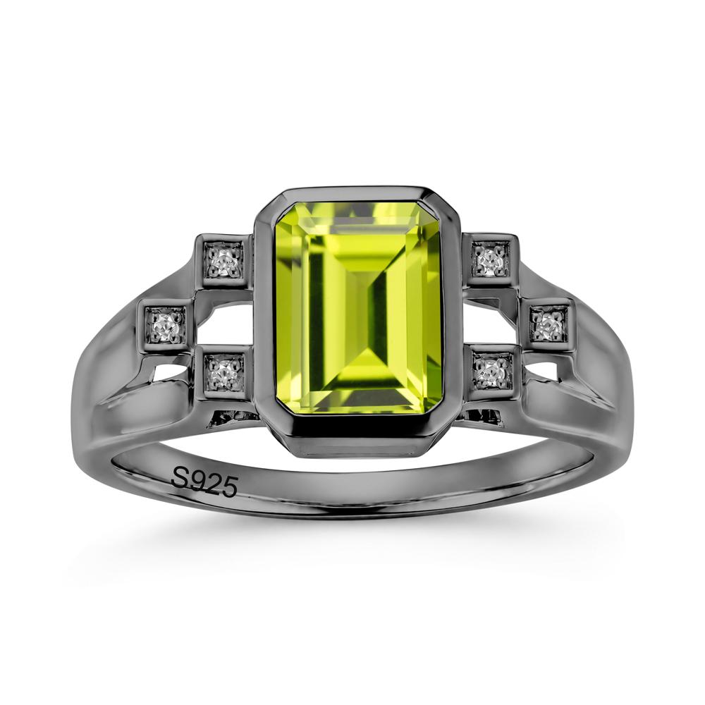 Minimalist Bezel Set Emerald Cut Alexandrite Ring - LUO Jewelry #gemstone_Peridot