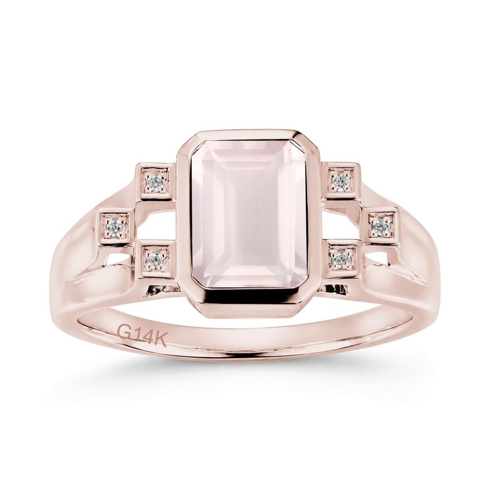 Minimalist Bezel Set Emerald Cut Alexandrite Ring - LUO Jewelry #gemstone_Rose Quartz