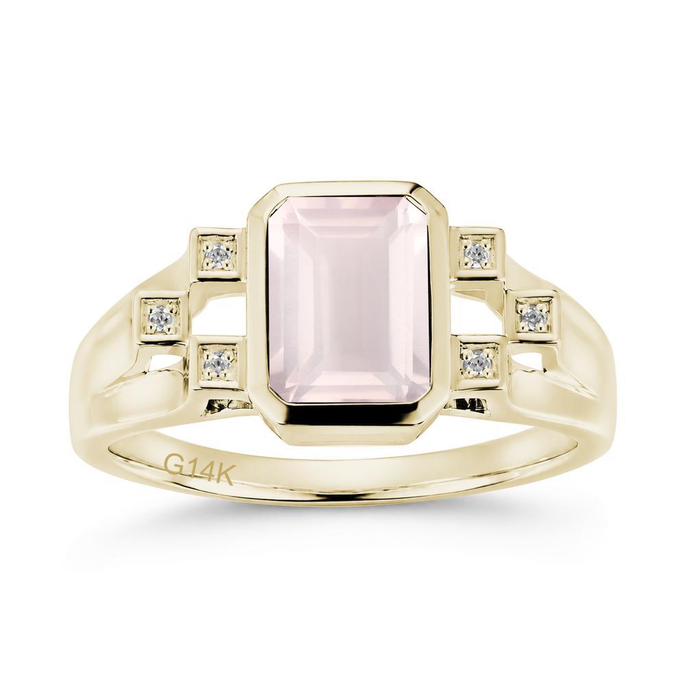 Minimalist Bezel Set Emerald Cut Alexandrite Ring - LUO Jewelry #gemstone_Rose Quartz