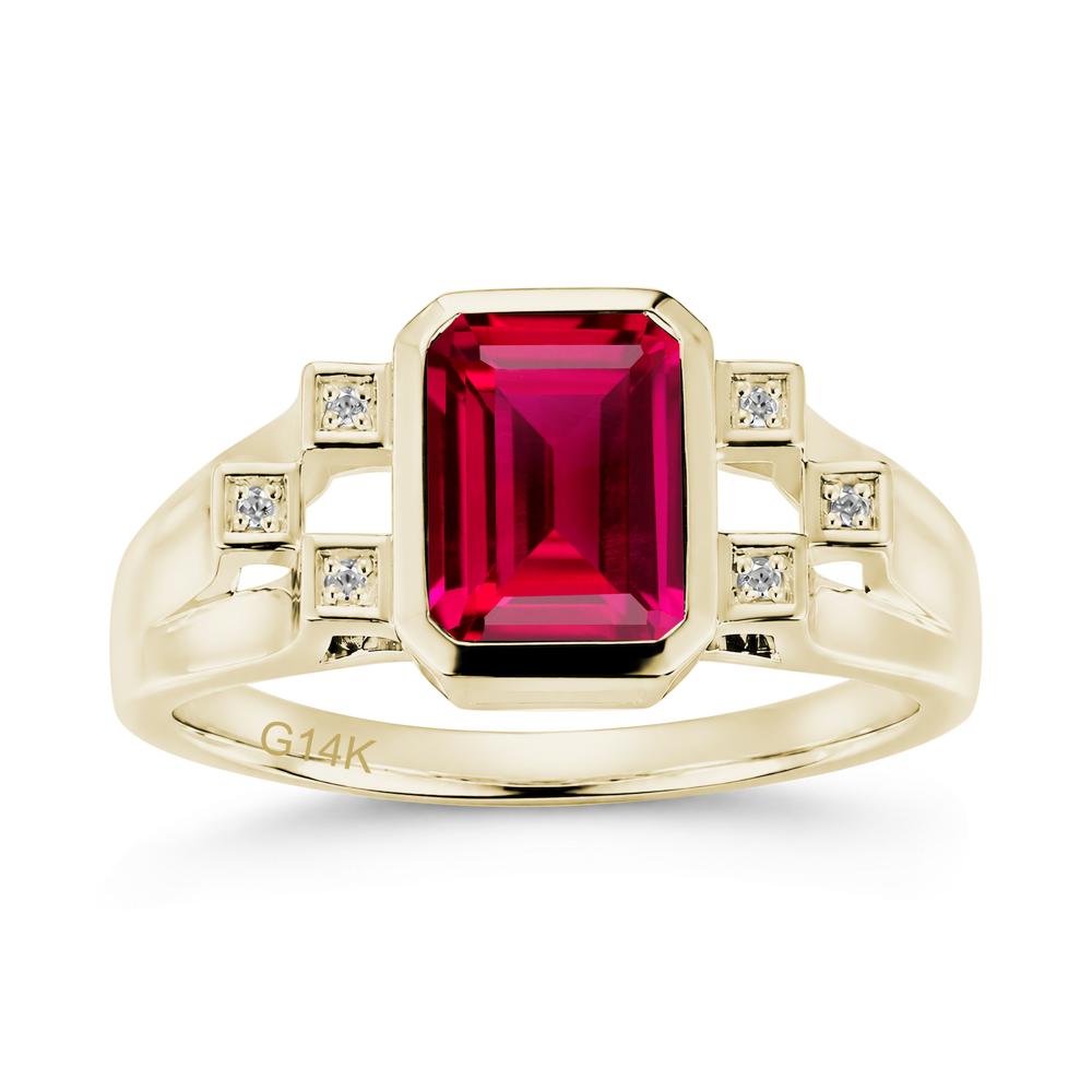 Minimalist Bezel Set Emerald Cut Alexandrite Ring - LUO Jewelry #gemstone_Ruby