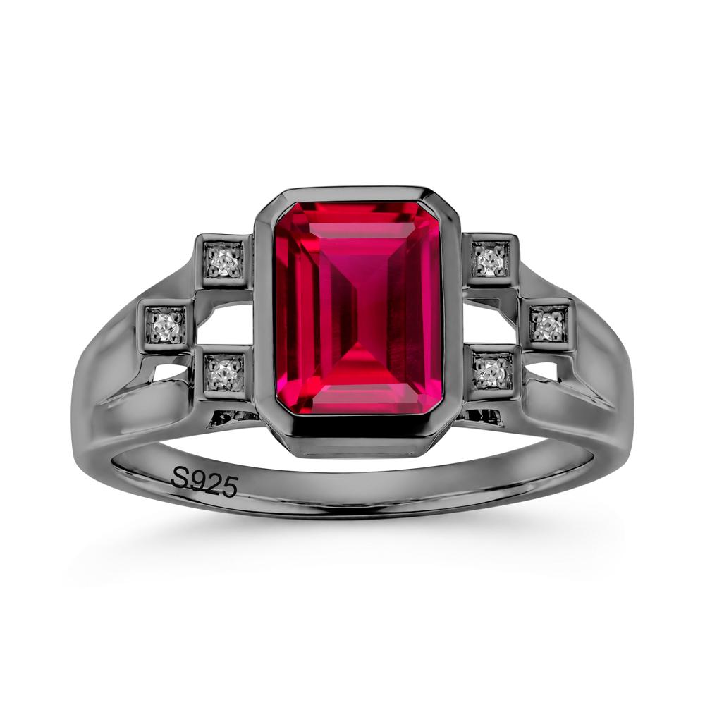 Minimalist Bezel Set Emerald Cut Alexandrite Ring - LUO Jewelry #gemstone_Ruby