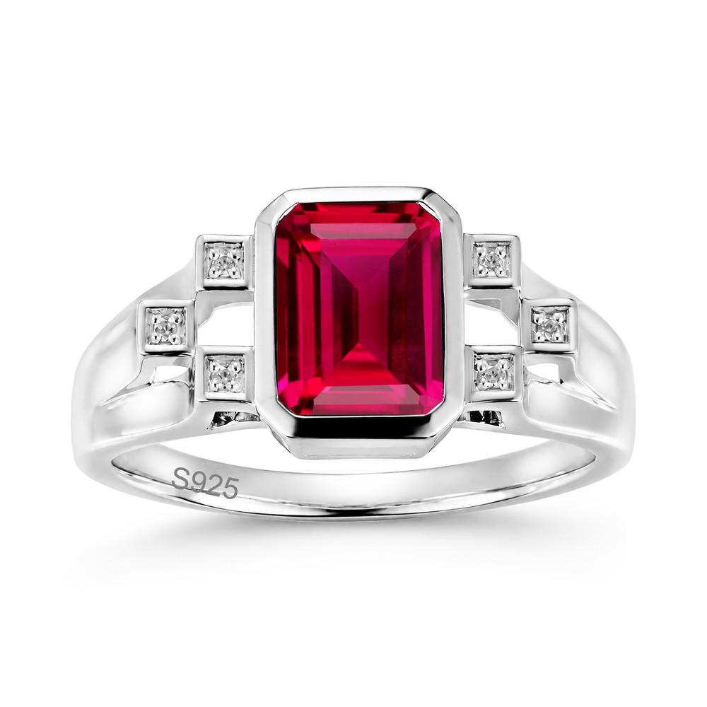 Minimalist Bezel Set Emerald Cut Alexandrite Ring - LUO Jewelry #gemstone_Ruby