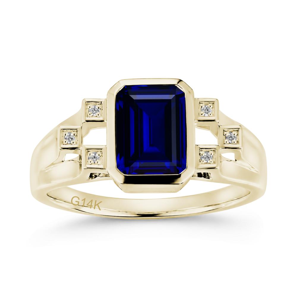 Minimalist Bezel Set Emerald Cut Alexandrite Ring - LUO Jewelry #gemstone_Sapphire