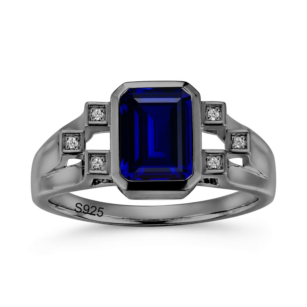 Minimalist Bezel Set Emerald Cut Alexandrite Ring - LUO Jewelry #gemstone_Sapphire