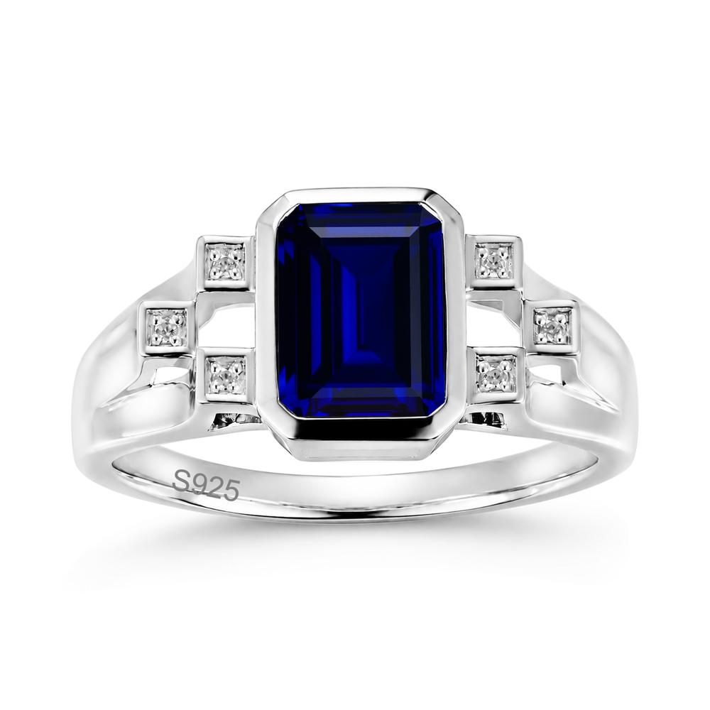 Minimalist Bezel Set Emerald Cut Alexandrite Ring - LUO Jewelry #gemstone_Sapphire