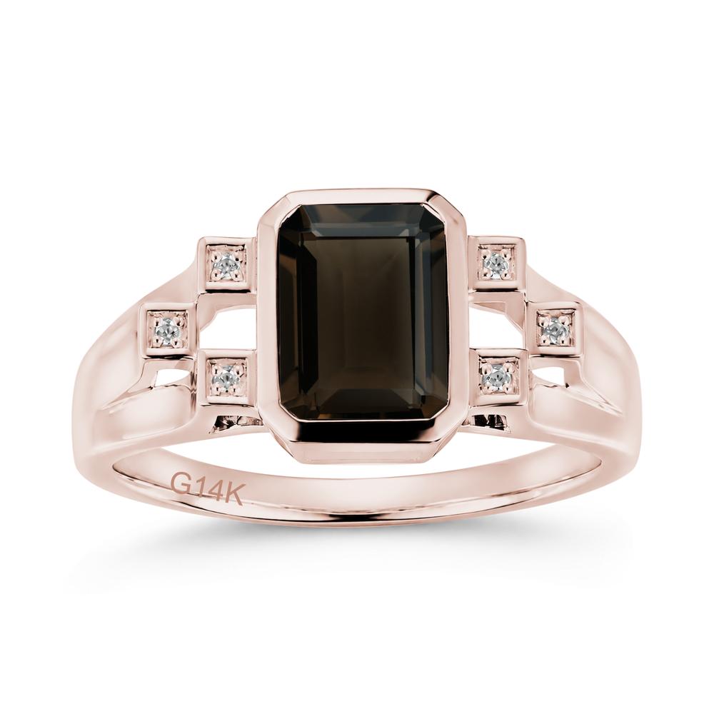 Minimalist Bezel Set Emerald Cut Alexandrite Ring - LUO Jewelry #gemstone_Smoky Quartz